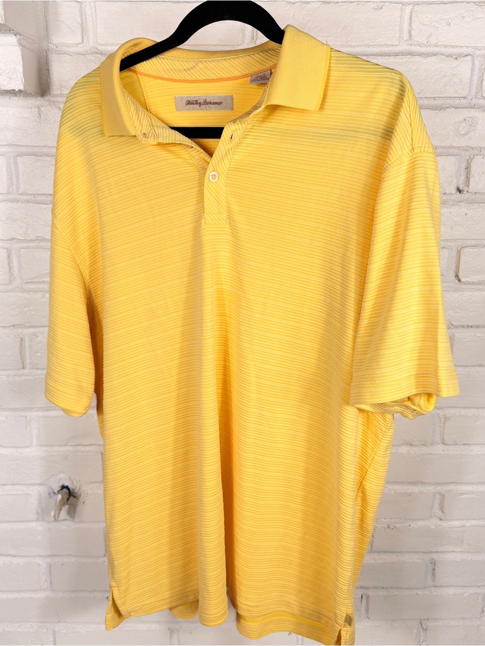 Tommy Bahama Yellow Striped Modal Blend Polo Shirt Extra‎ Large
